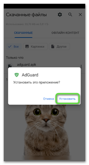 Кнопка установки блокировщика для удаления рекламы из ленты в Одноклассниках через мобильное приложение